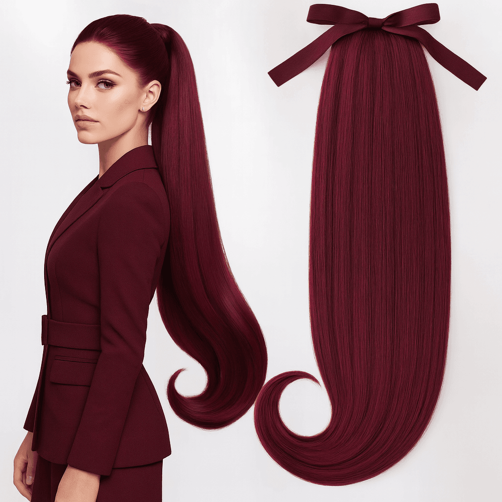 Ponytail Hair Extensions Diamond Burgungy