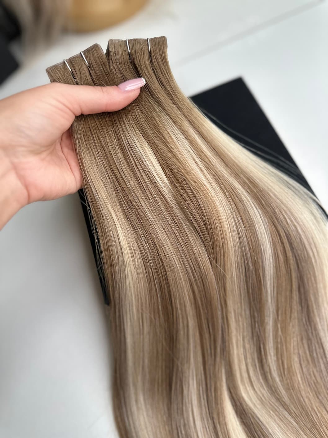 Extensii Invisible Tape Balayage #8/Silver/#8