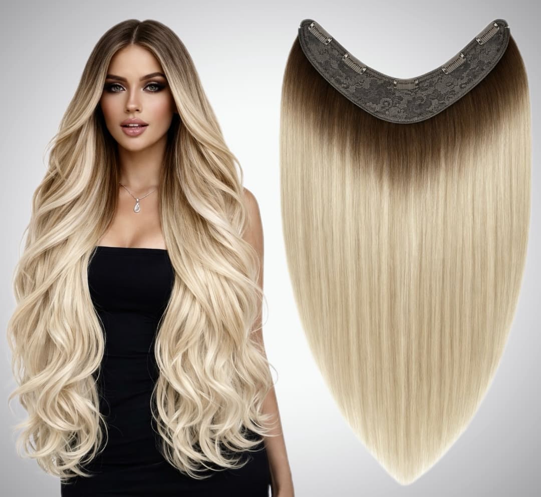Trese de Par Natural V-Shape Luxe Ombre #3/#60