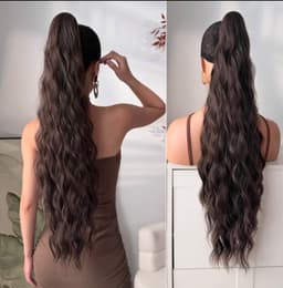 Coada de Par cu Cleste Ondulata Saten Deschis, 70 cm