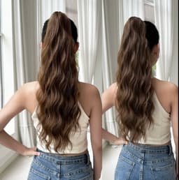 Coada de Par cu Cleste Ondulata Saten Natural Deschis, 70 cm