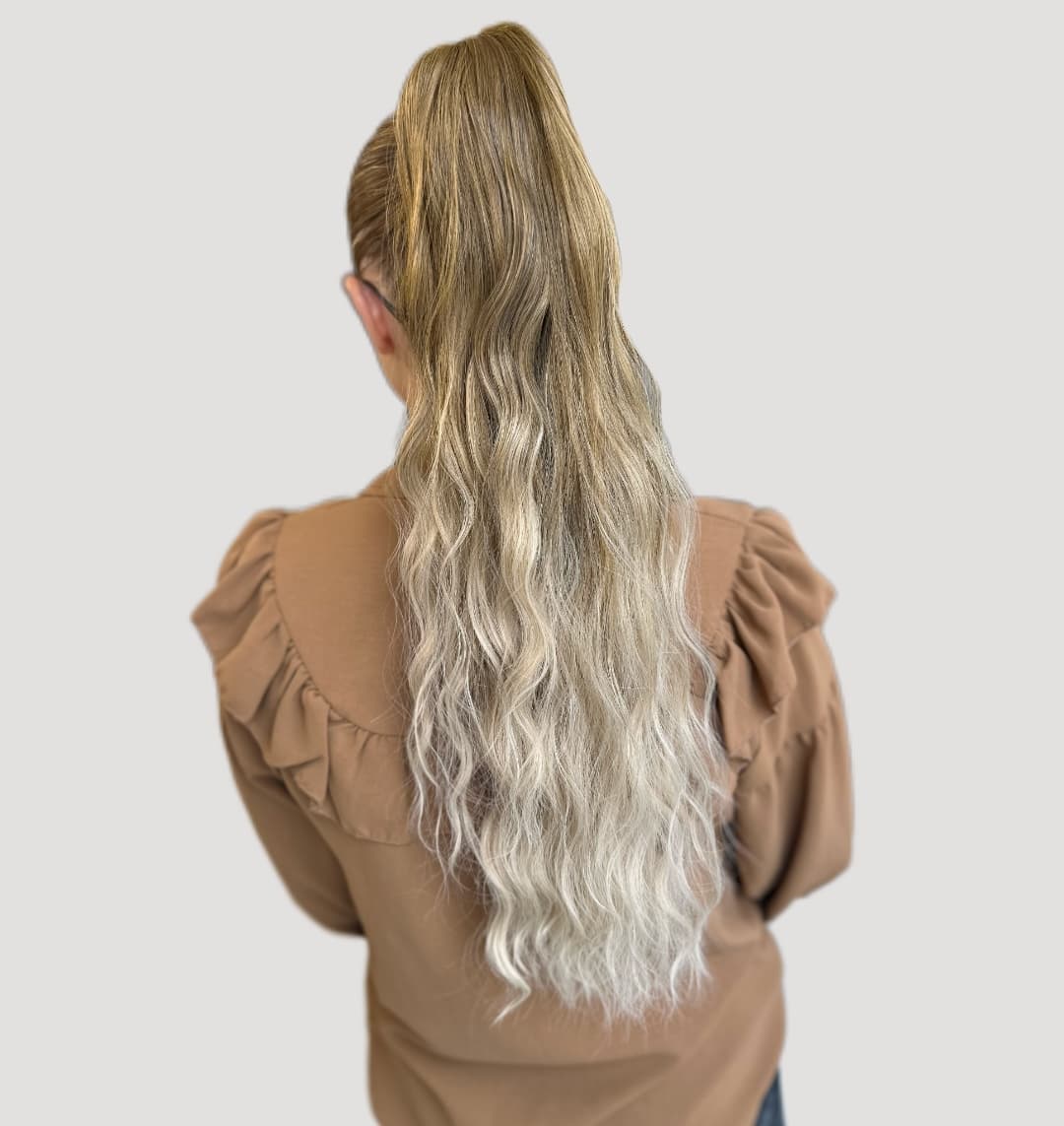 Coada de Par cu Cleste Ombre Blond Bej/ Blond Deschis, 70 cm 
