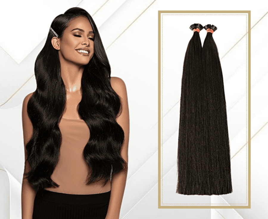 Keratin Extensions Slavic Hair #1b Natural Black