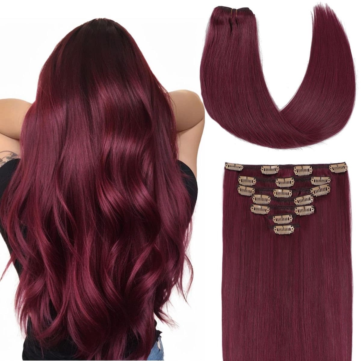 Clip On Premium Drept Black Collection Burgundy