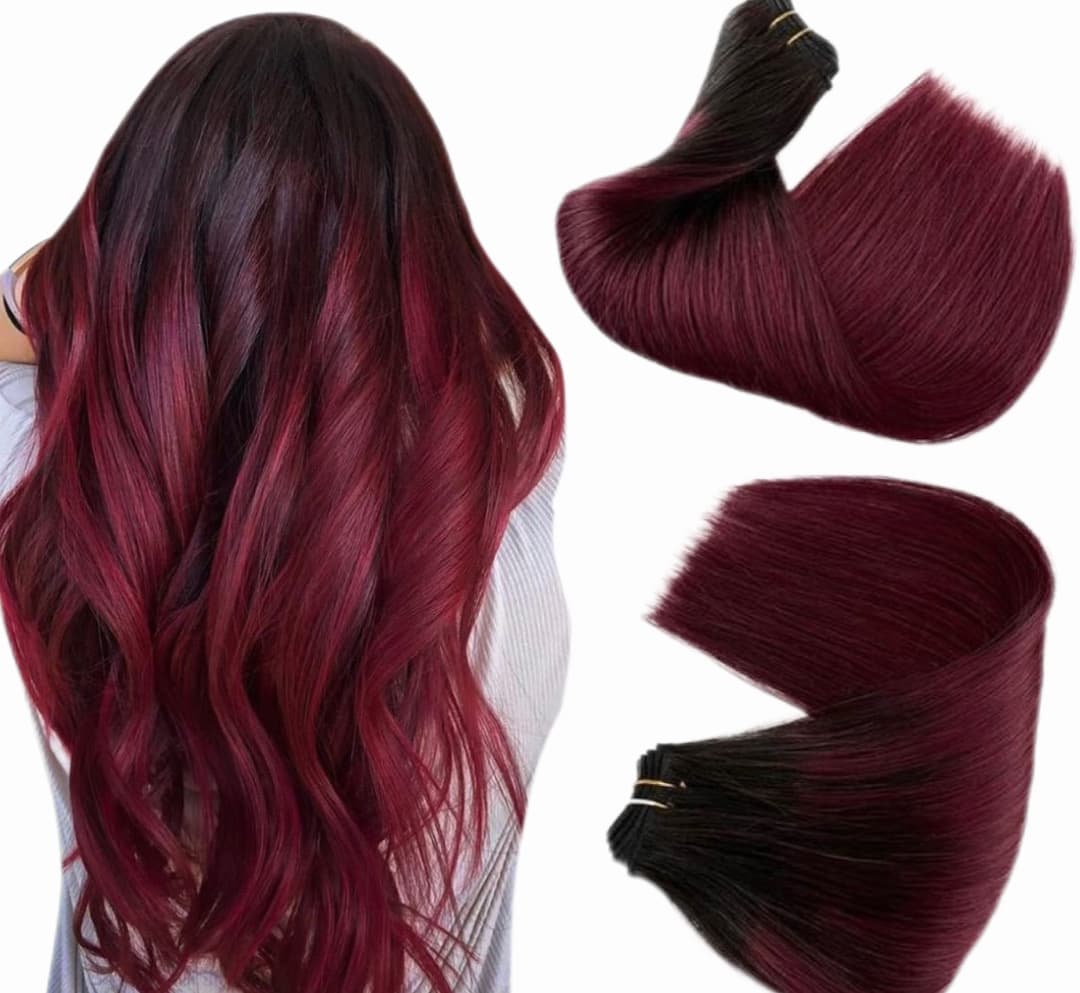 Clip On Luxe Drept Black Collection Ombre #1B Burgundy