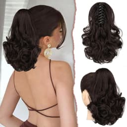 Cozi de Volum Ondulate Saten Inchis