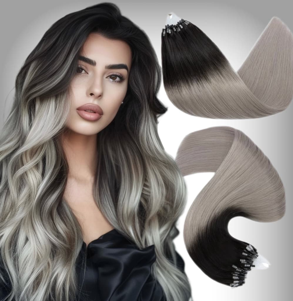 Extensii Microring Luxe Ombre #1B/Grey