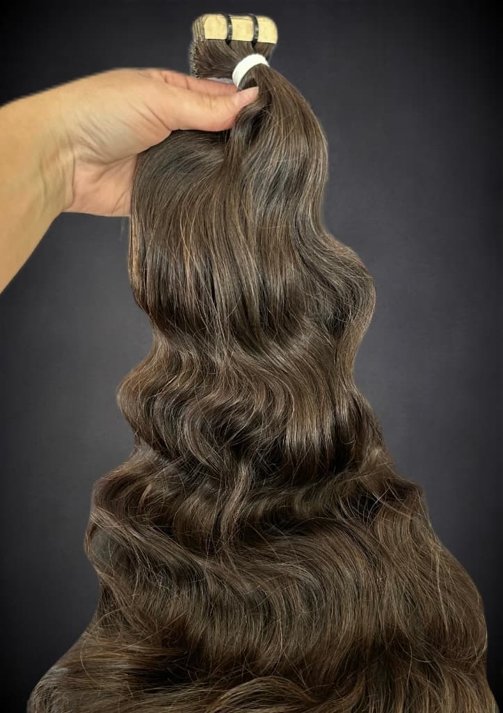 Extensii Tape-in SLAVIC Hair Saten Natural Inchis