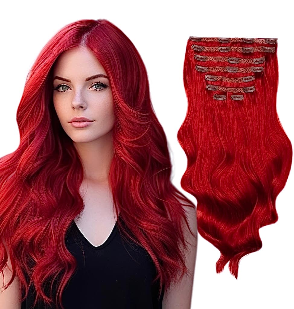 Extensii Clip-On Luxe Rosu