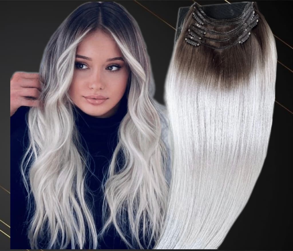 Extensii Clip-On MiniGold Ombre #9/Light Grey