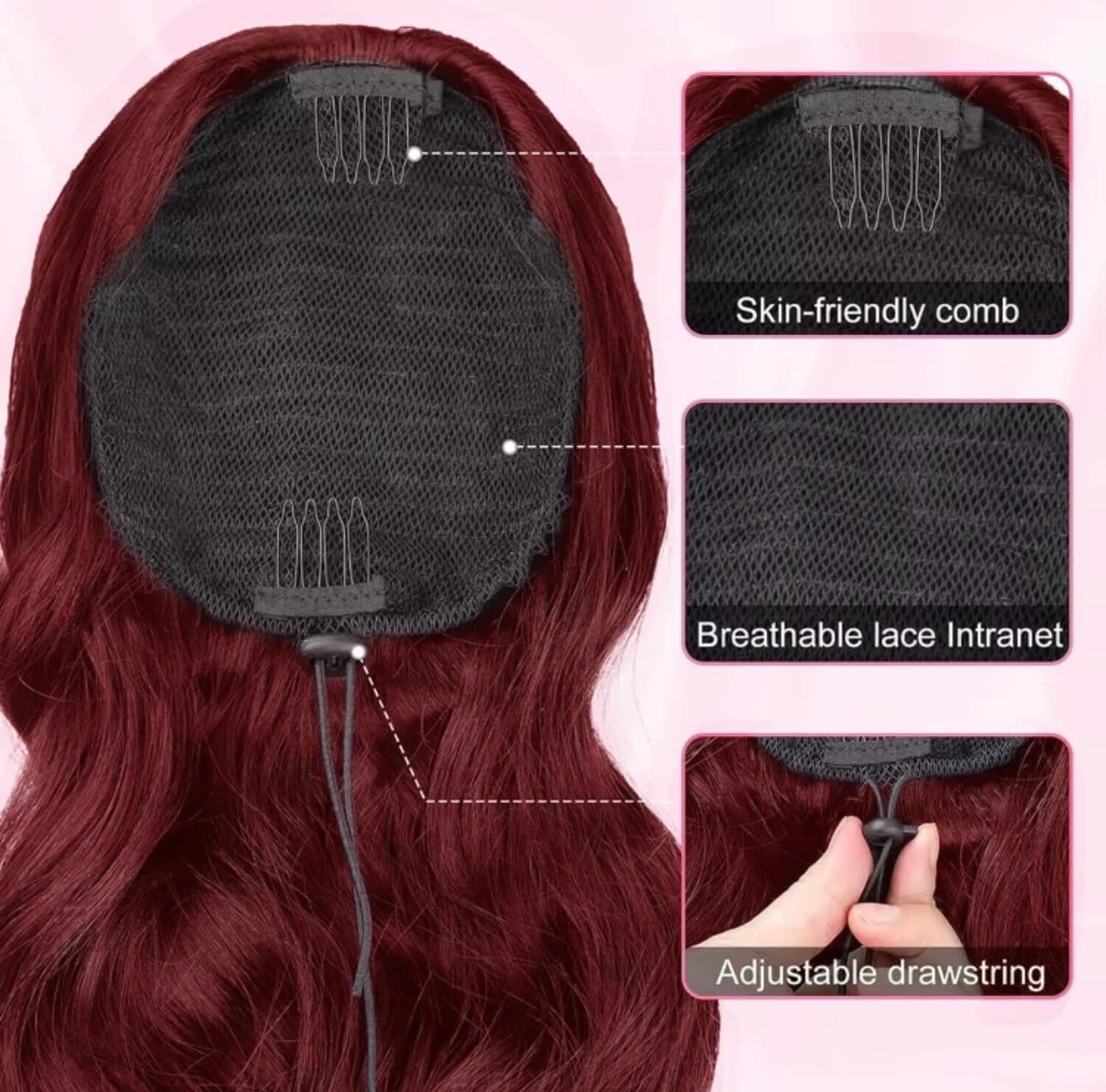 Tail with Cord #Burgundy II 70 cm