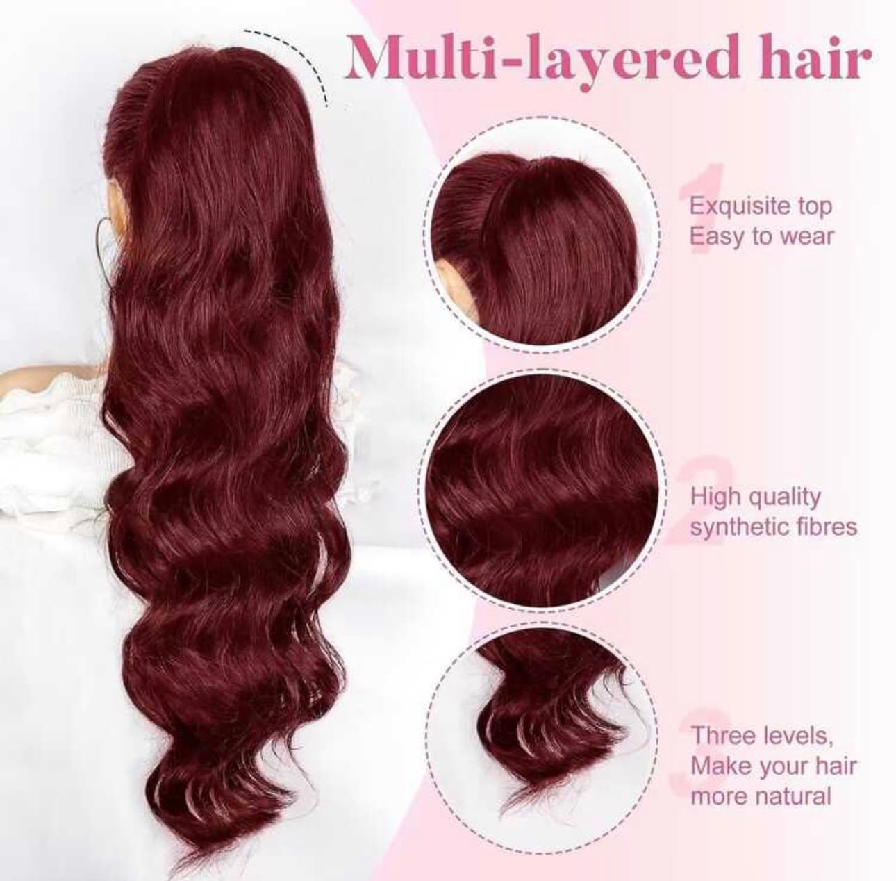 Tail with Cord #Burgundy II 70 cm