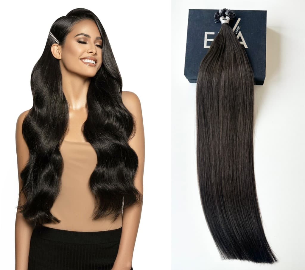 Extensii MICRO KERATINA Russian Hair Negru Natural #1B