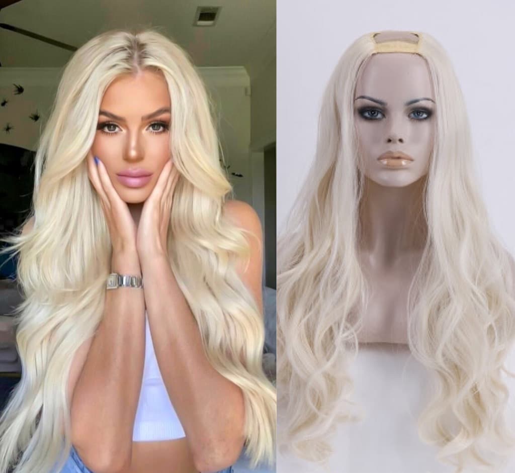 Demi-Wigs Natural Hair U Part Light Blonde Wavy
