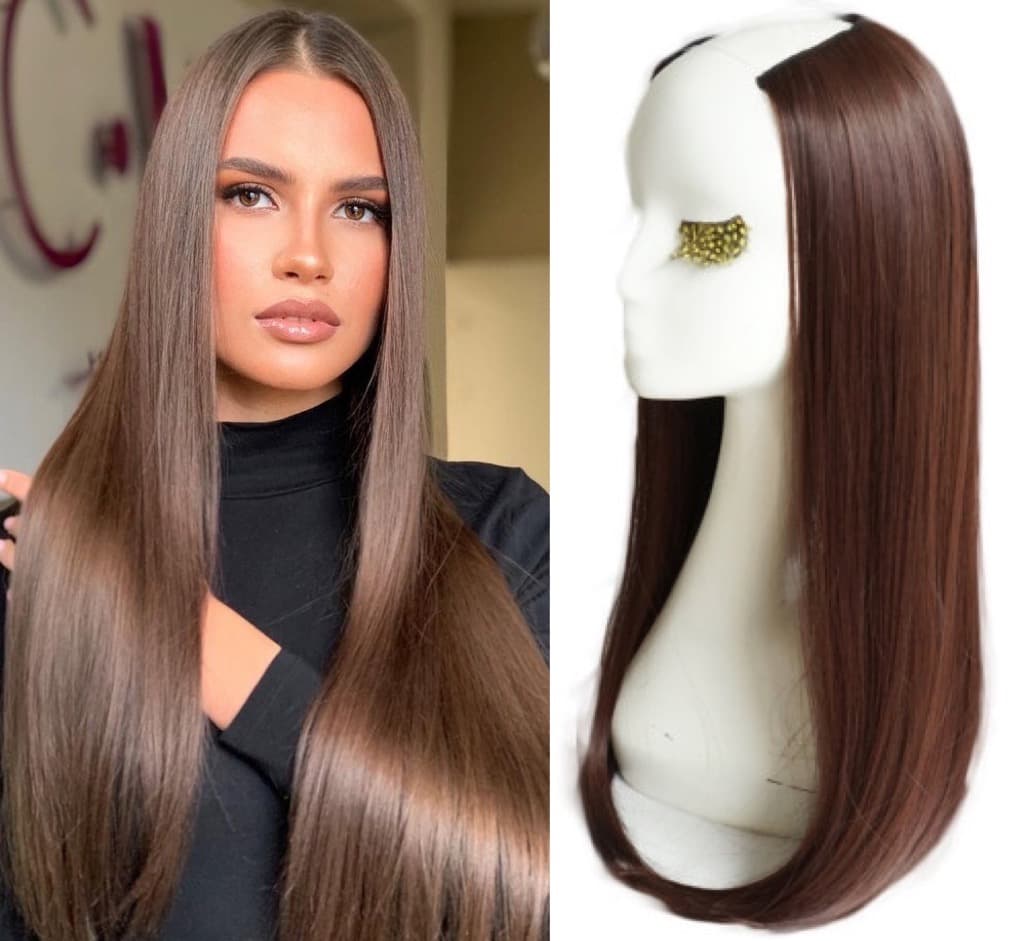 Demi-Wigs Natural Hair U Part Light Auburn