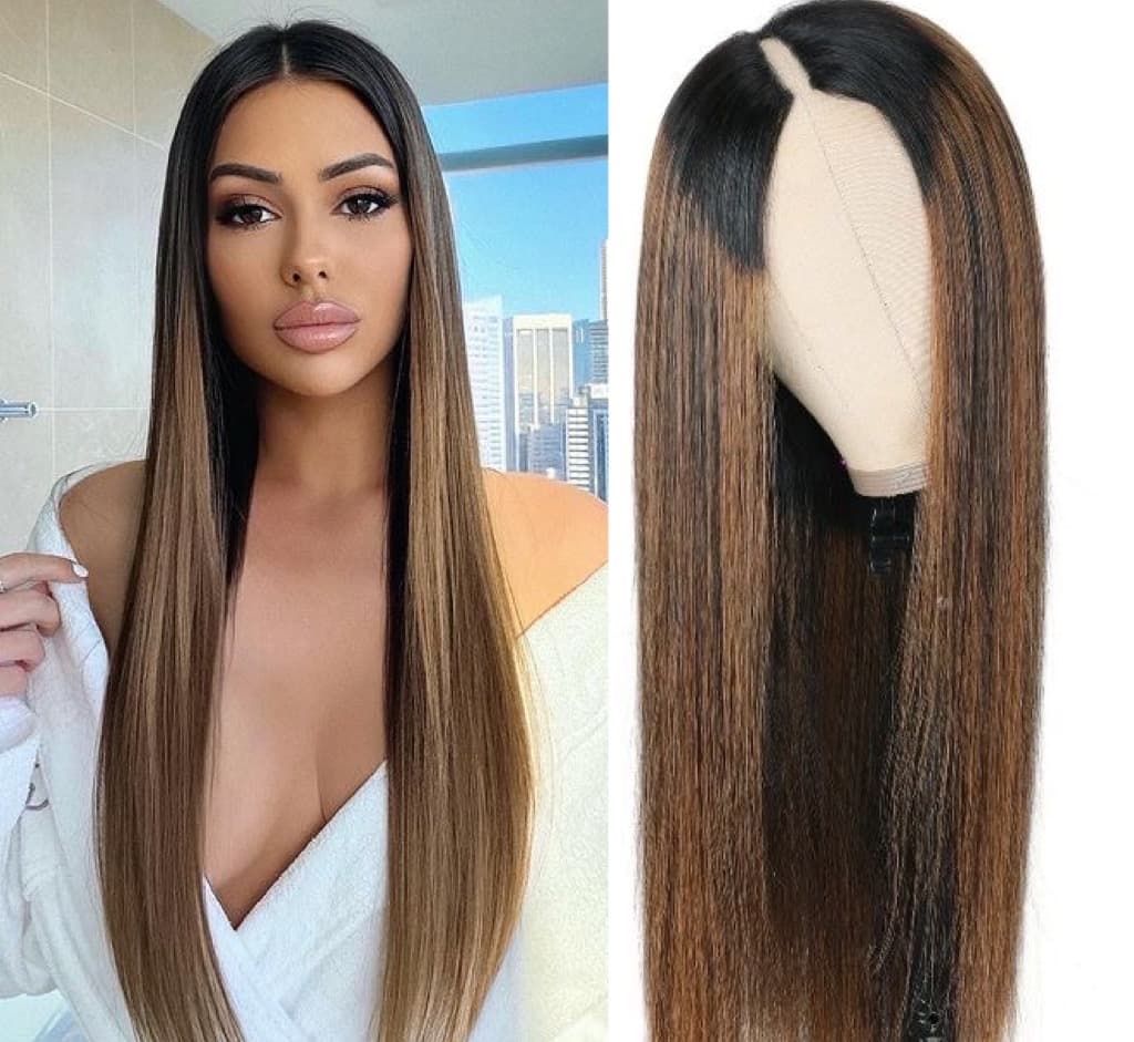 Semiperuca Par Natural U Part Usor Ombre Drept