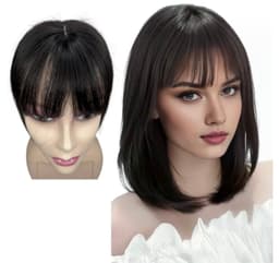 Partial wig with natural black bangs Partial wig with natural black bangs