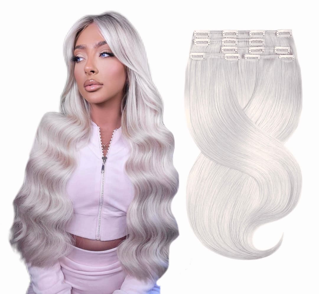 Extensii Clip-on White Platinum Brilliant Grey Extensii Clip-on White Platinum Brilliant Grey