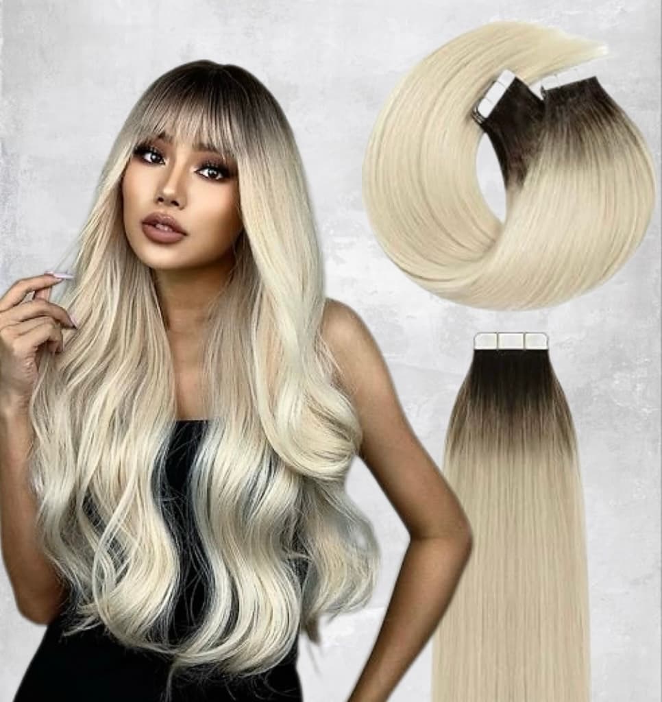 Extensii Tape In Ombre #1B/ Silver Extensii Tape In Ombre #1B/ Silver