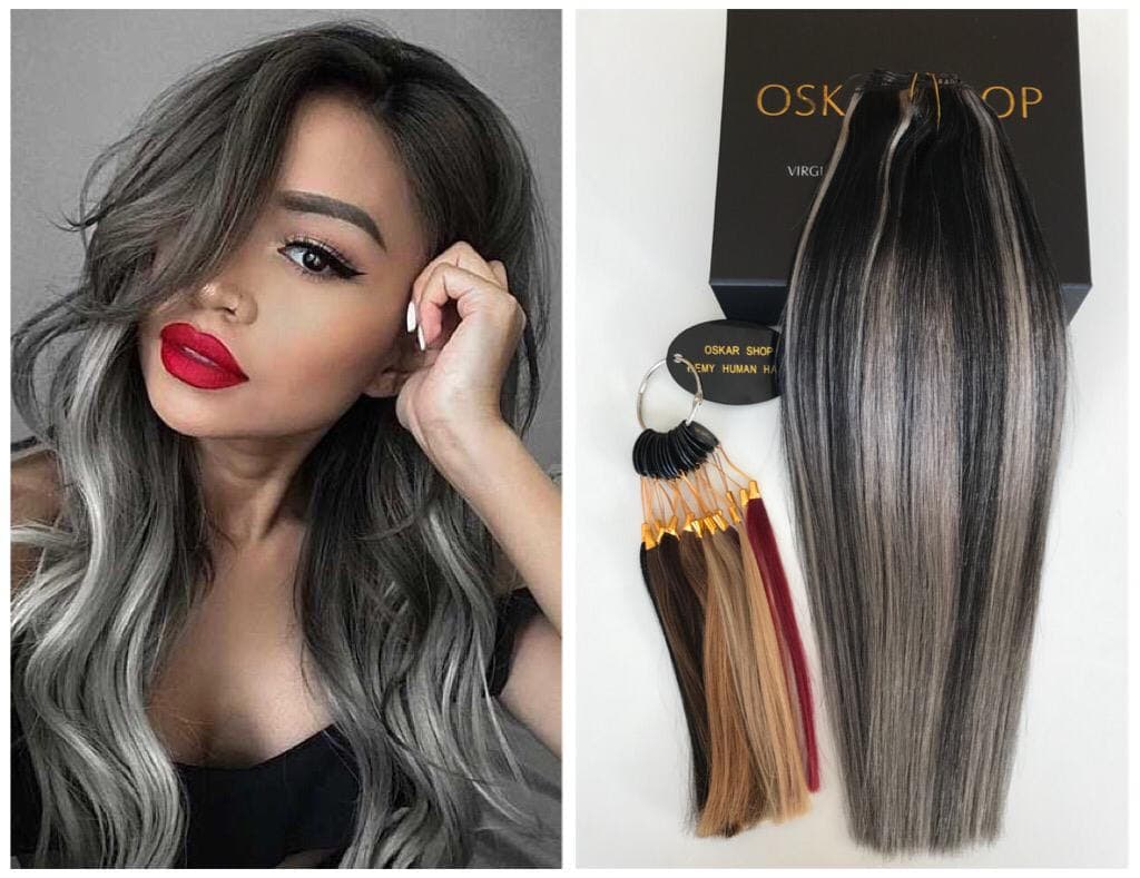 Extensii Clip-On Luxe Balayage #1B Grey Extensii Clip-On Luxe Balayage #1B Grey