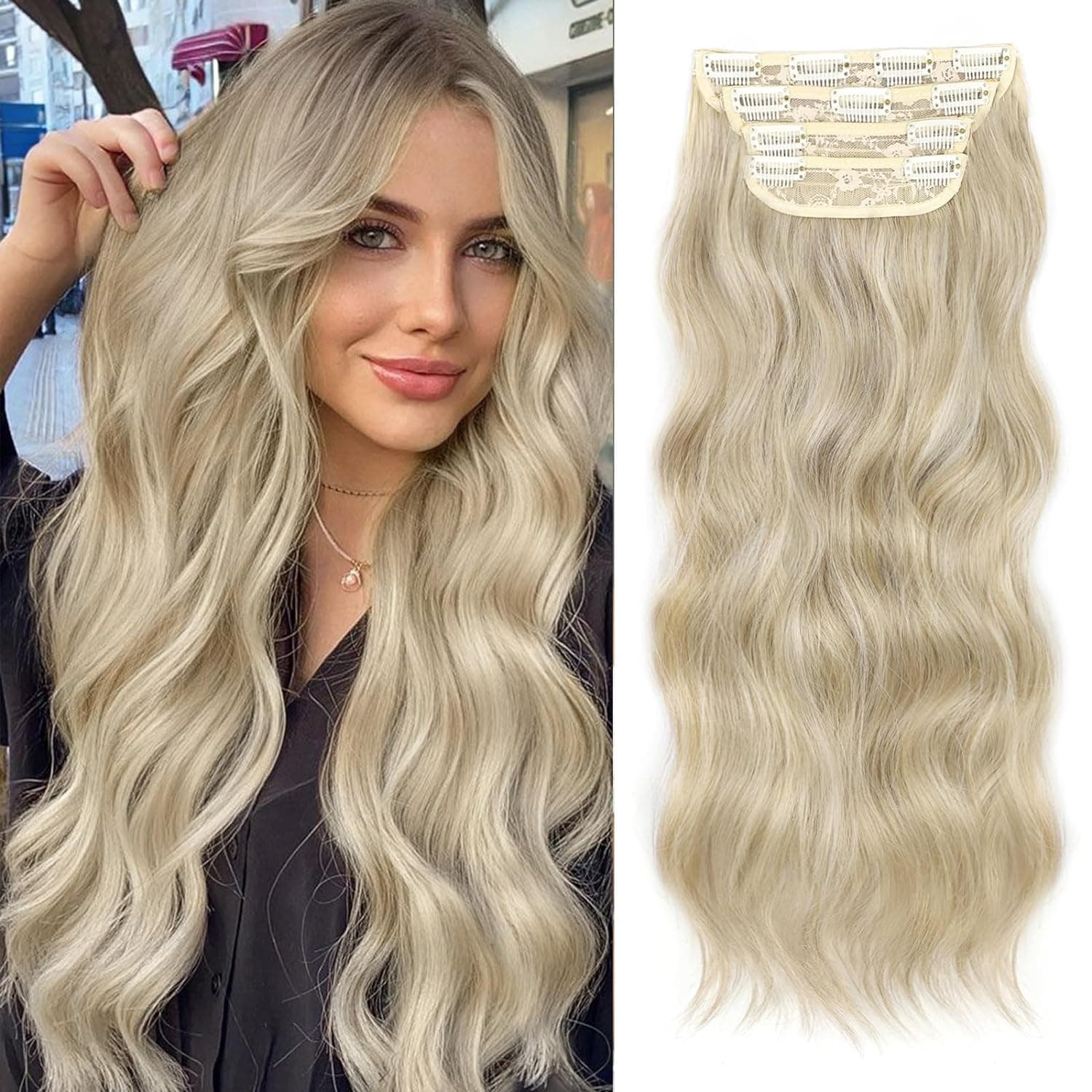 Extensii clip-on sintetic (super volum) Blond Natural Extensii clip-on sintetic (super volum) Blond Natural