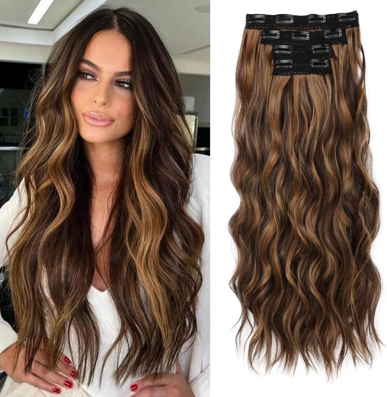 Extensii Clip On Sintetic (super volum) Balayage #2/6, 200 g Extensii Clip On Sintetic (super volum) Balayage #2/6, 200 g