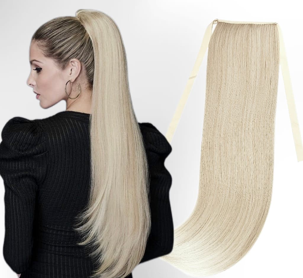 Coada de par Russian Hair #60A Blond Platinat Coada de par Russian Hair #60A Blond Platinat