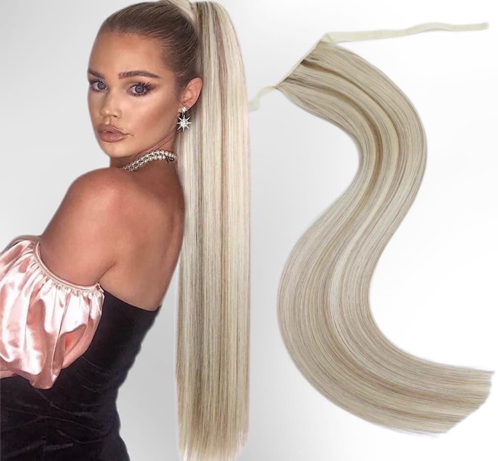 Coada de par White Platinum Blond Suvitat #24/#60 Coada de par White Platinum Blond Suvitat #24/#60