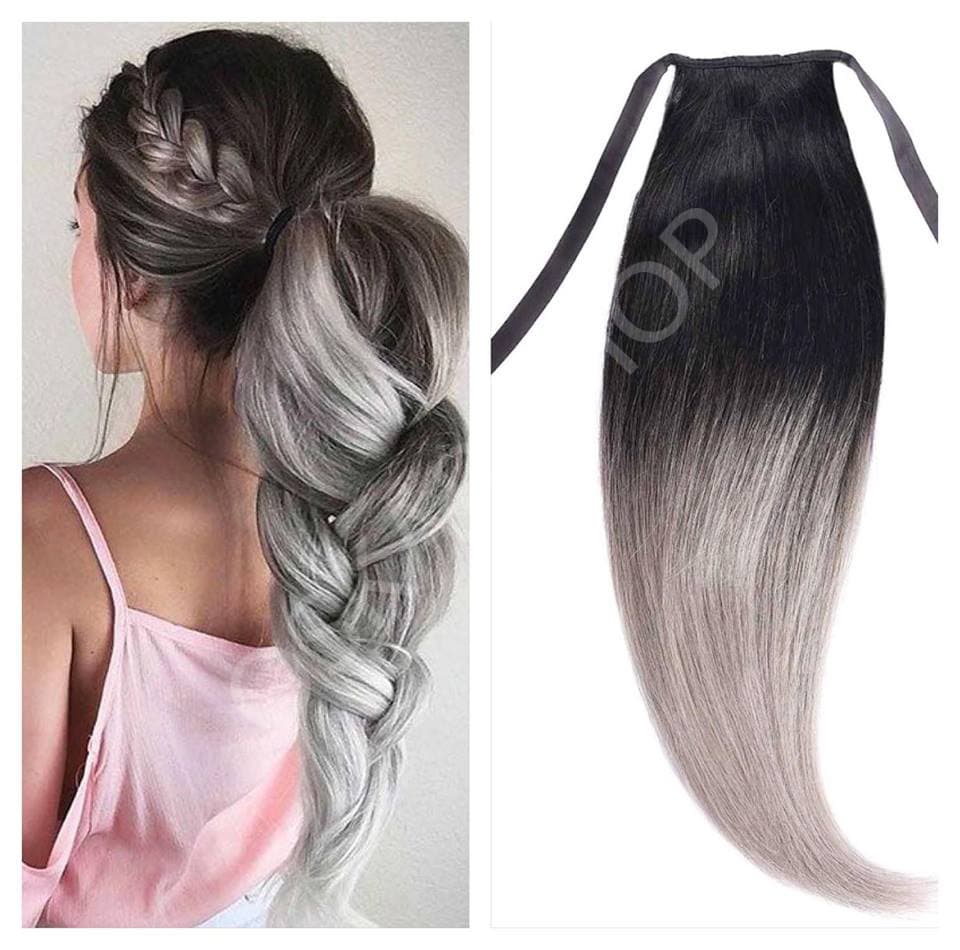 Coada de Par cu bentite #Ombre 1B Light Grey Coada de Par cu bentite #Ombre 1B Light Grey