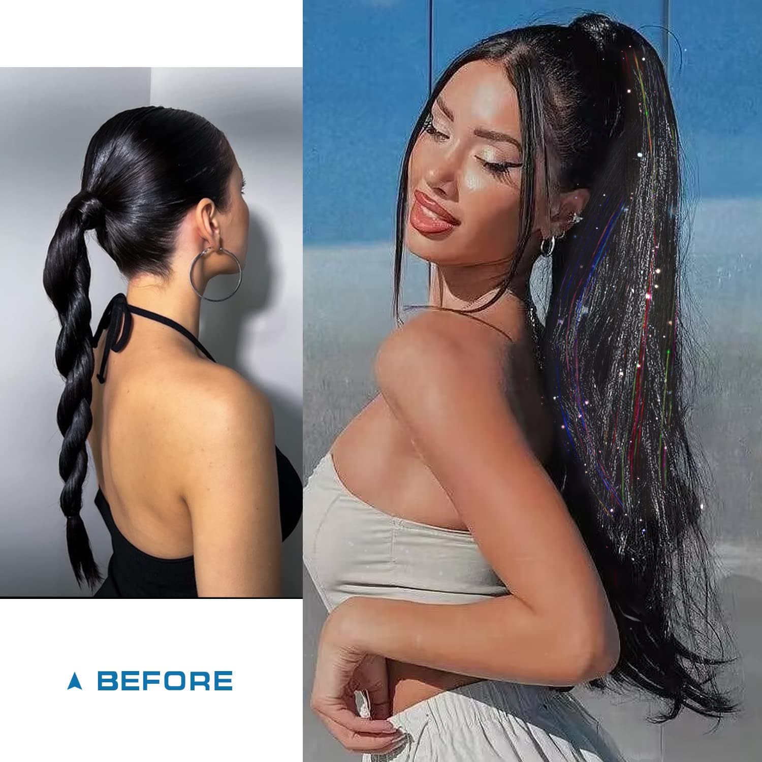 Coada de Par cu snur Dreapta Disco, 70 cm Coada de Par cu snur Dreapta Disco, 70 cm