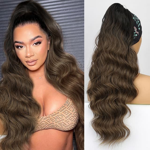 Coada de Par cu snur Ombre Saten Foarte Inchis/ Saten Natural Coada de Par cu snur Ombre Saten Foarte Inchis/ Saten Natural