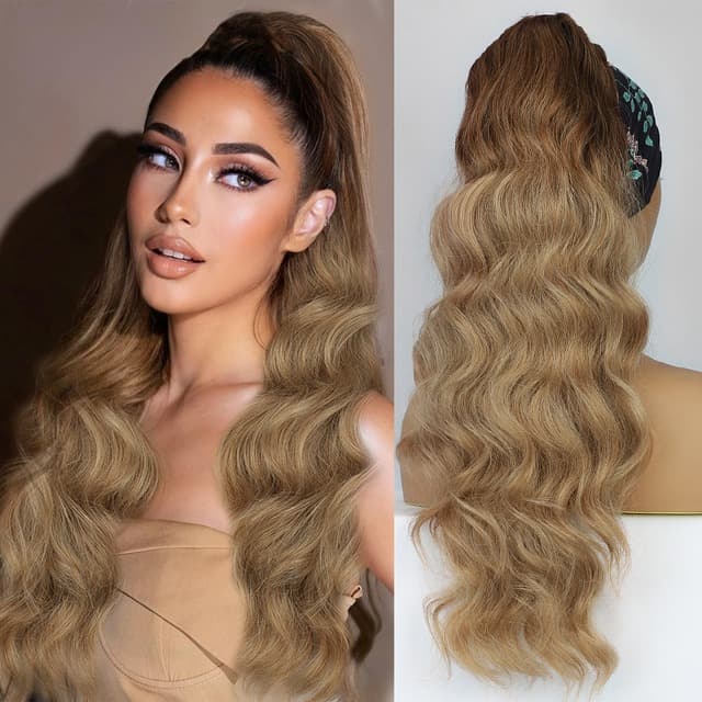 Ponytail with drawstring Ombre Medium Brown/ Sandy Blonde Ponytail with drawstring Ombre Medium Brown/ Sandy Blonde