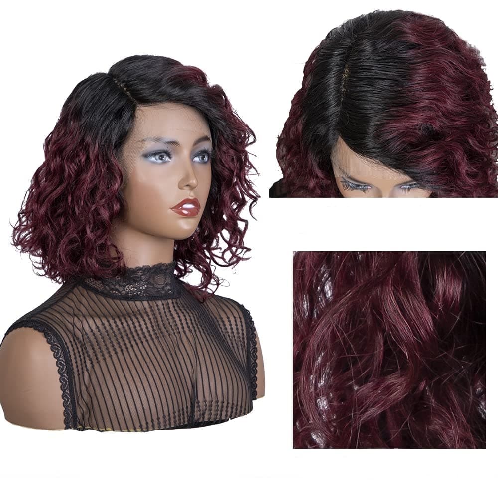 Peruca bobo balayage 1b/ burgundy ondulata Peruca bobo balayage 1b/ burgundy ondulata