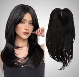 Partial wig with natural black bangs Partial wig with natural black bangs