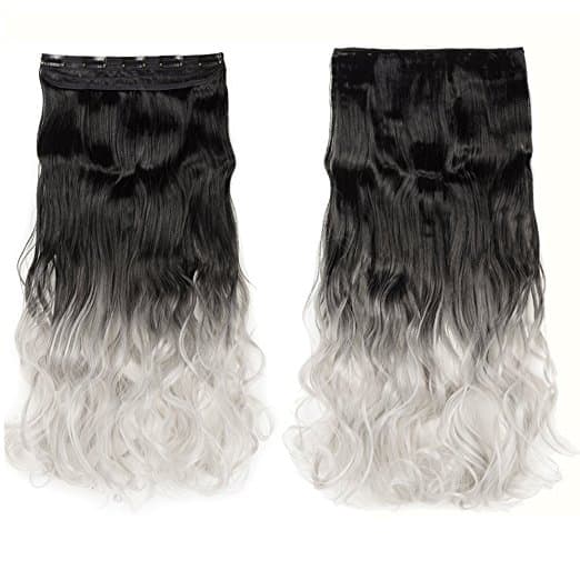 Trese Clip-On Ondulate Sintetic Ombre Negru Grey Trese Clip-On Ondulate Sintetic Ombre Negru Grey